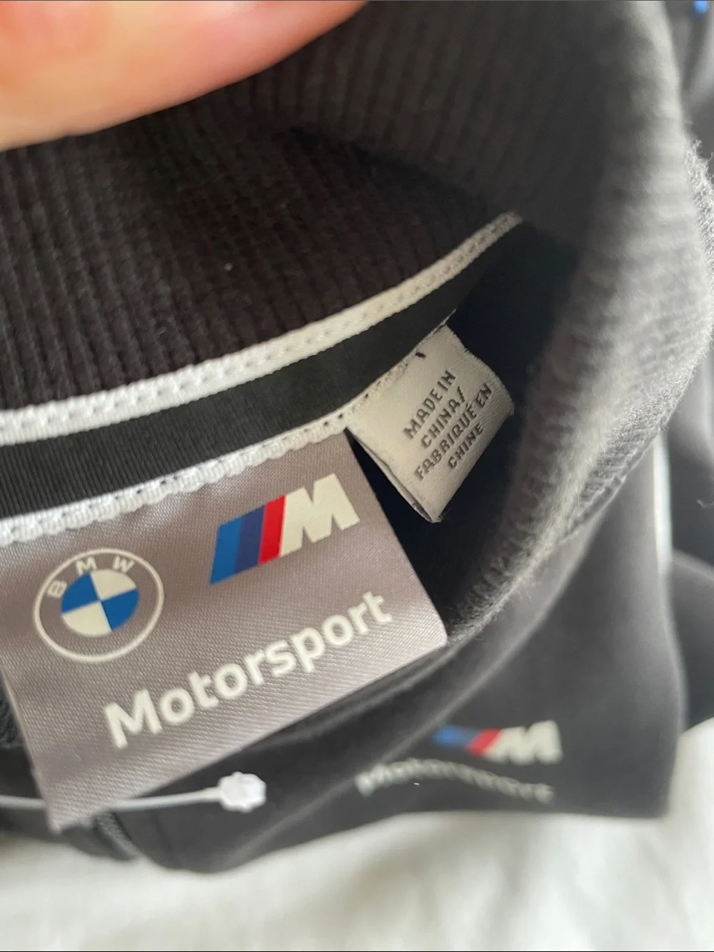 BMW Black Motorsport Zip-Up Jacket with White Piping PUMA